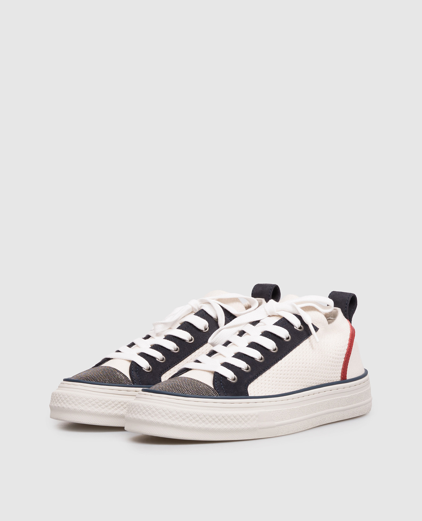 White sneakers with a monil chain Brunello Cucinelli 2