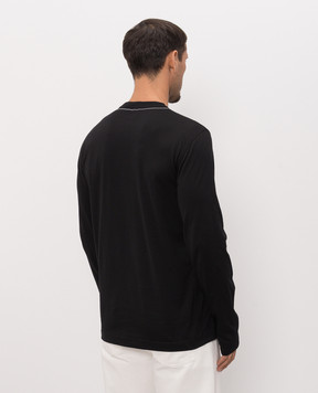 Dolce&Gabbana Black long sleeve with contrasting logo embroidery G8SD2ZG7P9O