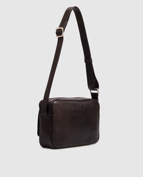 Orciani Brown leather bag with textured logo P00759LGN