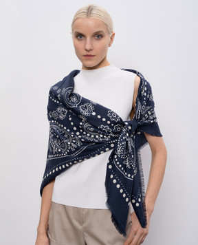Max Mara Weekend KAEDUCATA blue wool and silk scarf WKAEDUCATA