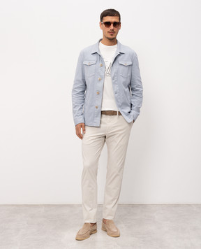 Florentino Blue shirt-style linen jacket 126347613724