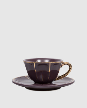 Bitossi Home Purple porcelain coffee cup with saucer FTB00514