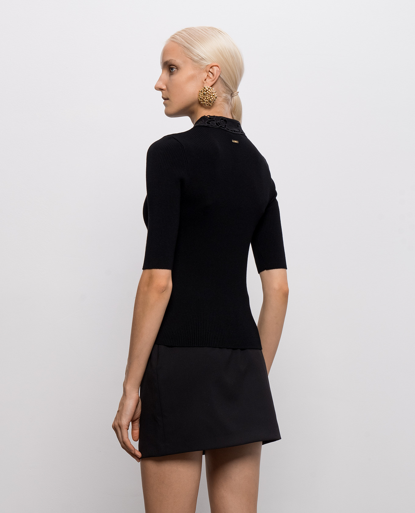 Black ribbed polo shirt Twinset 4