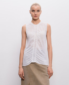 UMA WANG White Sleevless linen top UK7130
