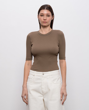 Brunello Cucinelli Brown top with monil chain MPTC8BJ310