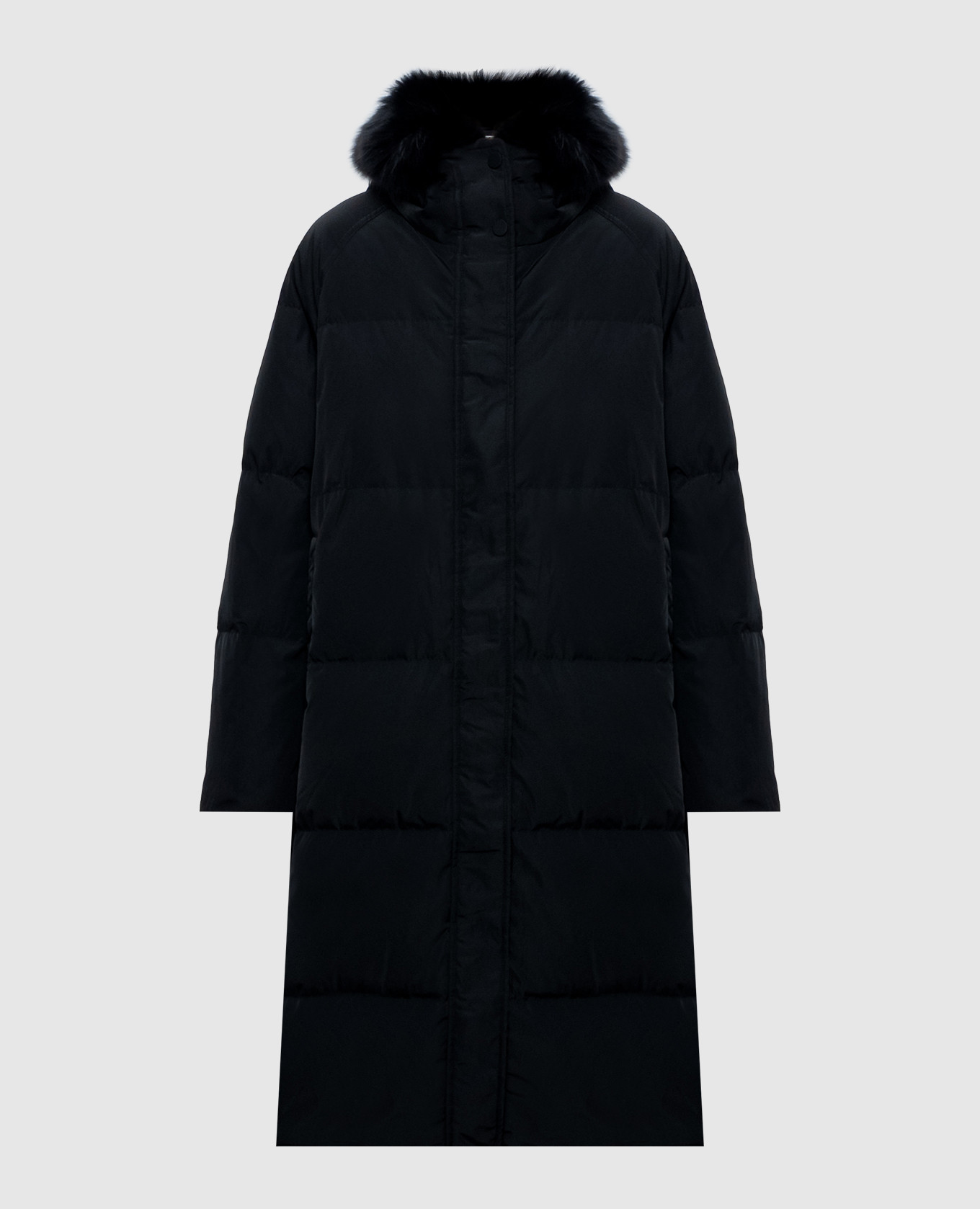 Black down jacket with fox fur