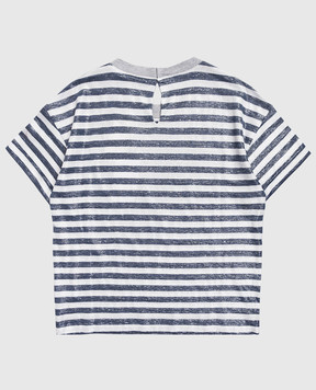 Brunello Cucinelli Children's striped T-shirt with a monil chain BQ969T492C
