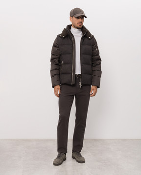 MooRER Brown down jacket CASCIANO made of wool and cashmere with removable sleeves CASCIANOSE9