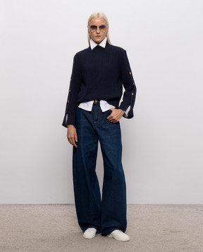 Twinset Blue sweater with slits 262TP3170