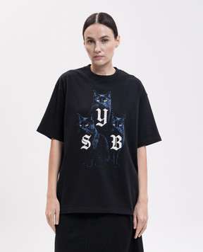 Y`S Yamamoto Black T-shirt with print YWT44037