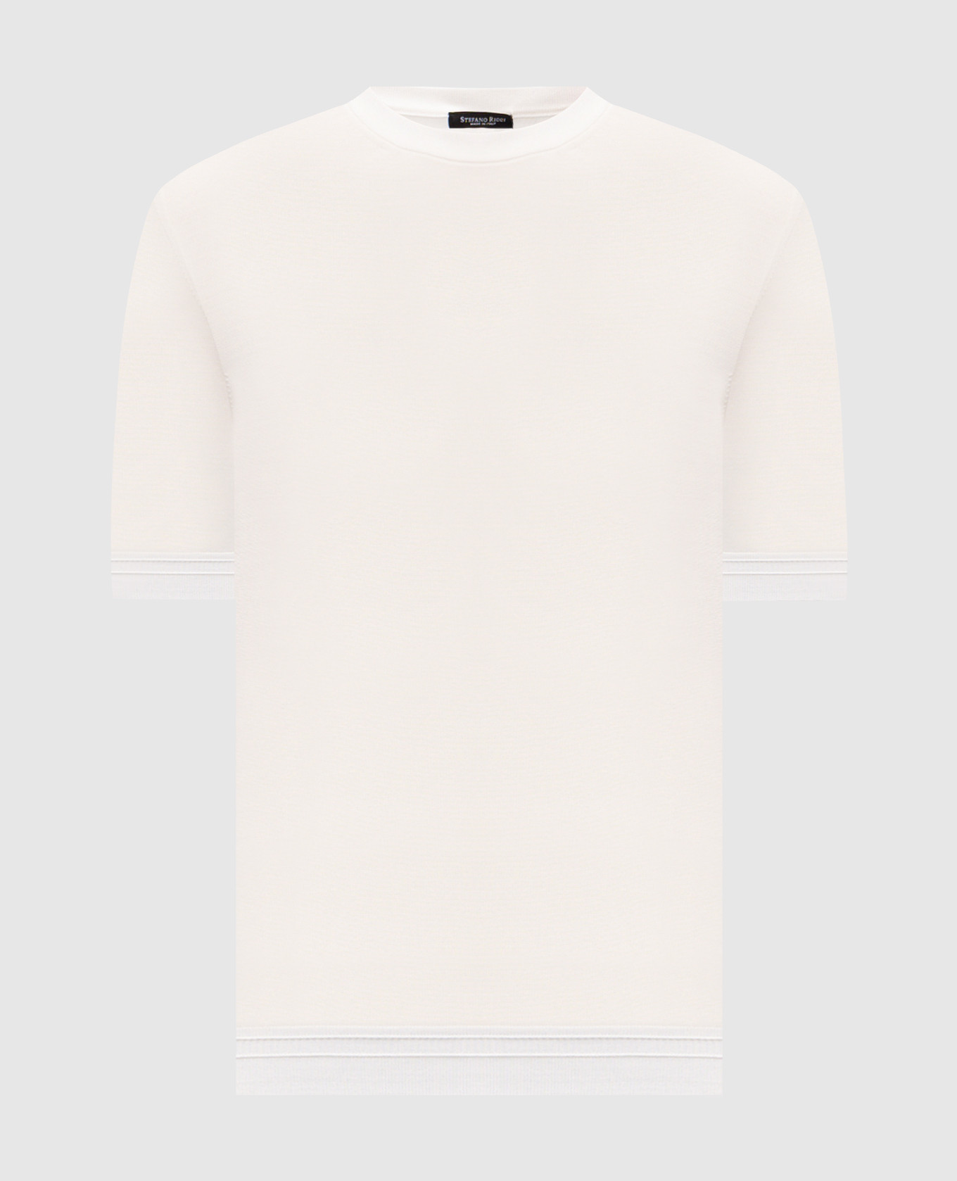 White silk T-shirt with embroidered logo