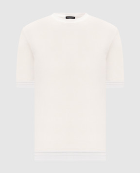 Stefano Ricci White silk T-shirt with embroidered logo K616215G10F26101