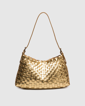 Dragon Gold Leather Woven Hobo Salvage Bag DGS68170
