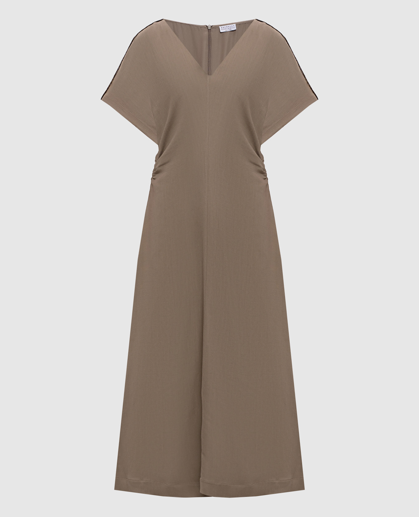 Brown midi dress with linen