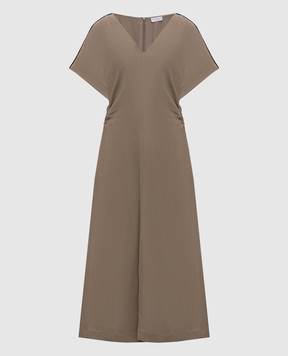 Brunello Cucinelli Brown midi dress with linen MH126AHE42