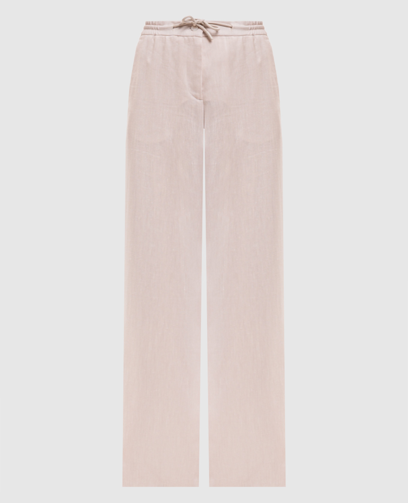 Beige Fency Leinen- und Wollhose