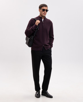 Canali Burgundy cashmere cardigan MK02546C0022
