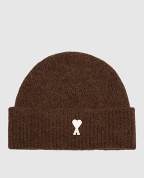 Ami Paris Brown alpaca wool hat UBO005KN0135w