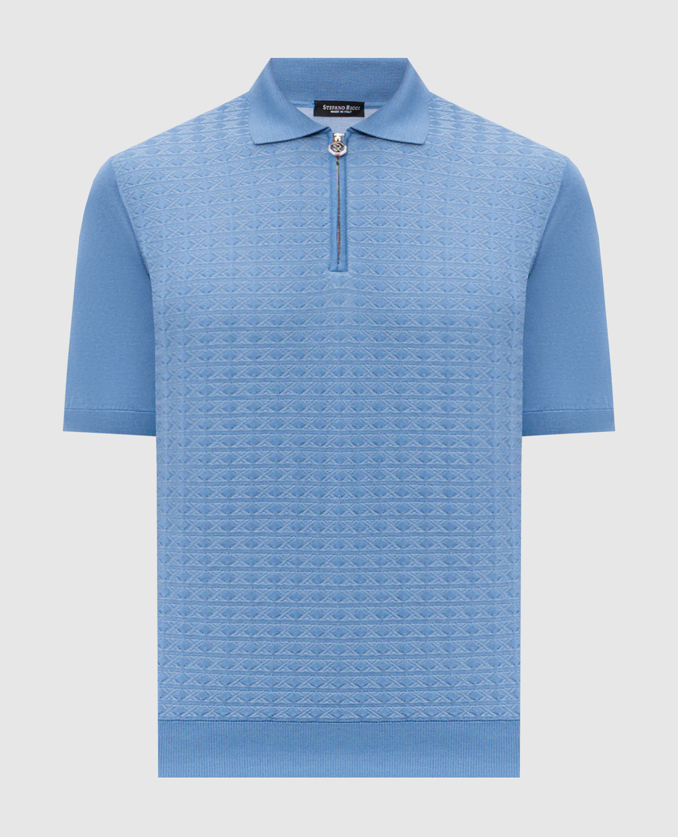 Blue polo with silk