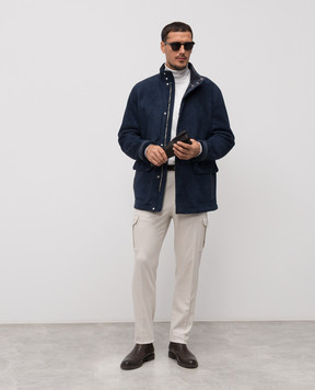 Stefano Ricci Blue sheepskin coat M7J5300190LACONY