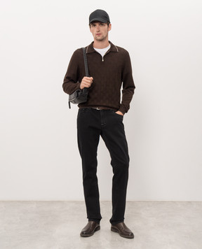 Castangia dal 1850 Brown polo shirt with pattern NCCA52H26I26