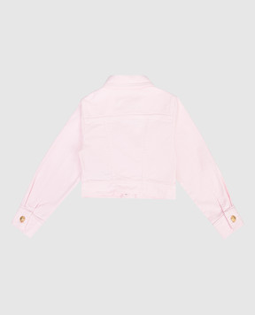 Balmain Children's pink denim jacket with logo embroidery BY2A07Z37021213