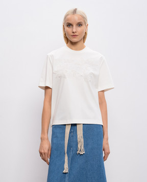 Agnona Ivory T-shirt with embroidered logo TT1109LY2050