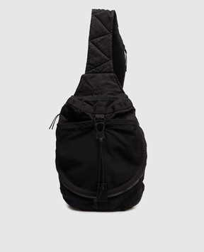 C.P. Company Children's black sling bag with logo embroidery CUX00QL3C06