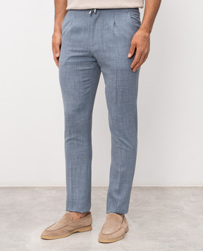 Enrico Mandelli Blue wool, silk and linen trousers GYM02B6020