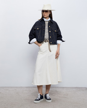 Brunello Cucinelli Ivory denim skirt with linen ML996G4009