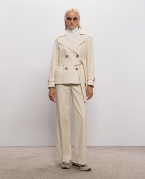 Peserico Ivory cropped trench coat with lurex A01745A00589