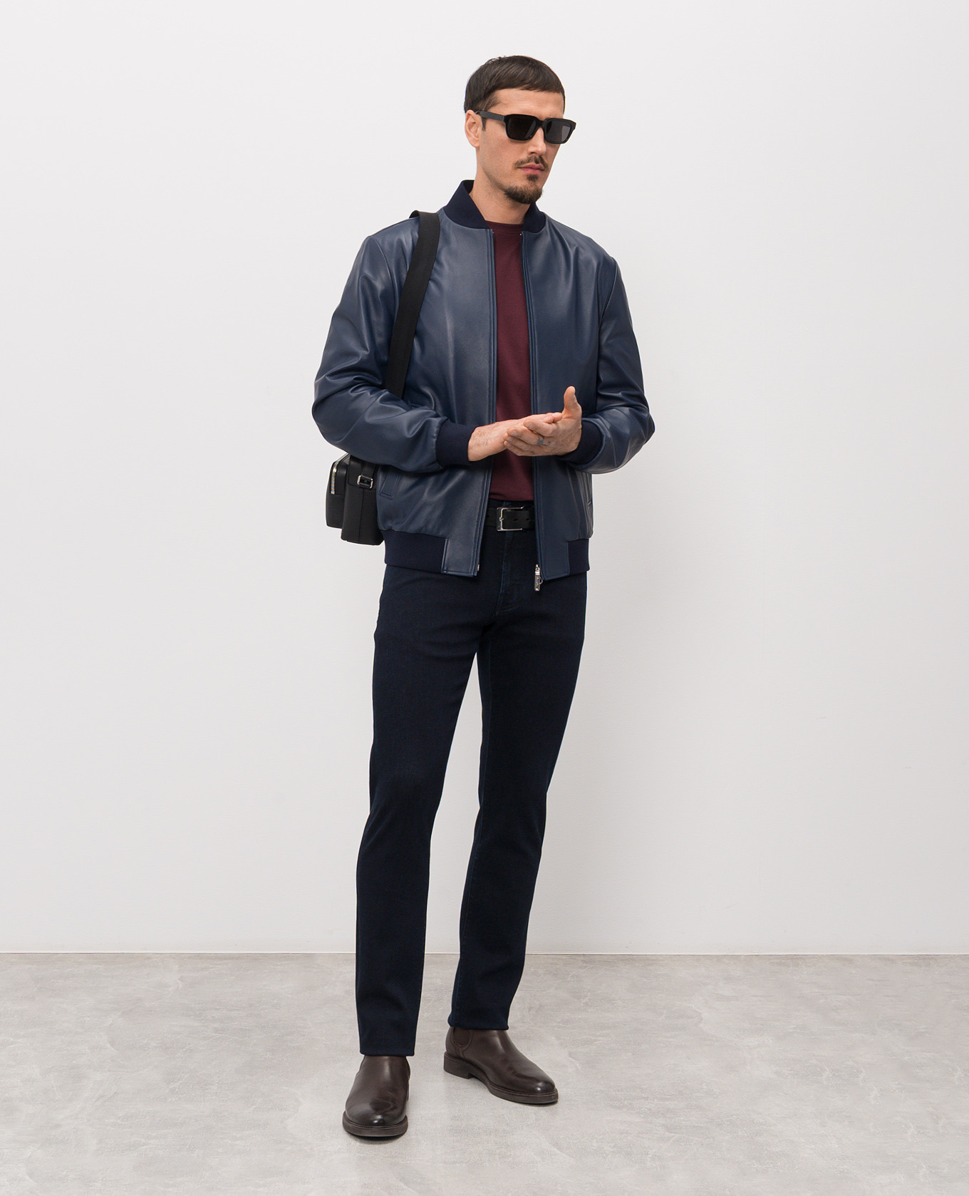 

Blue leather bomber jacket Stefano Ricci