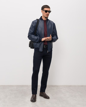 Stefano Ricci Blue leather bomber jacket M7J6100262NPNUV5