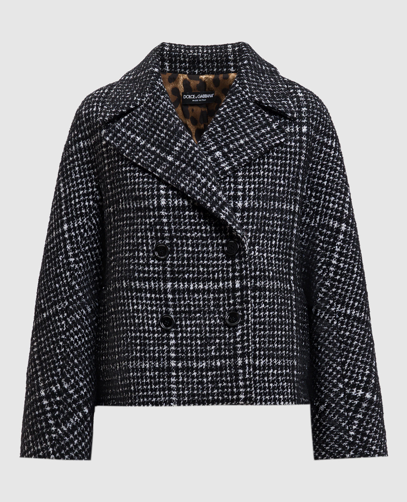 

Black cropped double-breasted coat with alpaca wool and silk Dolce&Gabbana