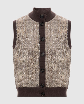 Brunello Cucinelli Beige vest with sequins and lurex MRKR12206