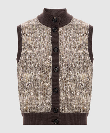 Beige vest with sequins and lurex