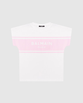 Balmain Children's white T-shirt with logo BY8A31Z3672610