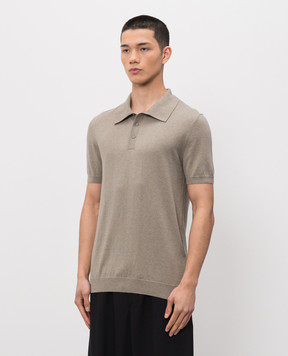 Heliot Emil Alae khaki silk polo M07091