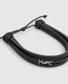Saint Laurent Black leather bracelet CASSANDRE 820441AAEKE