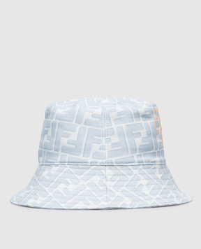 Fendi Children's blue linen panama with emblem print JUP077AWM1