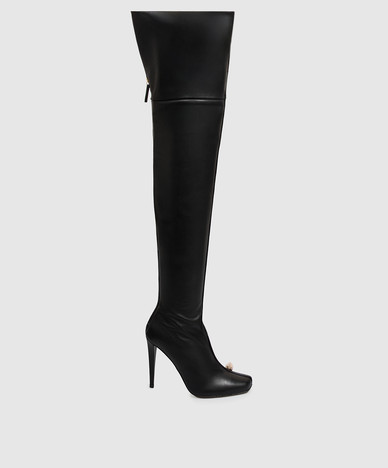 Black leather over the knee boots ENIGME