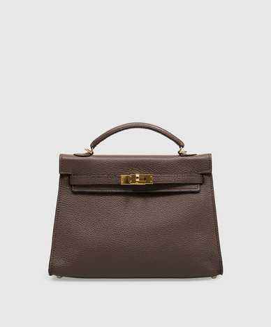 Brown leather satchel bag