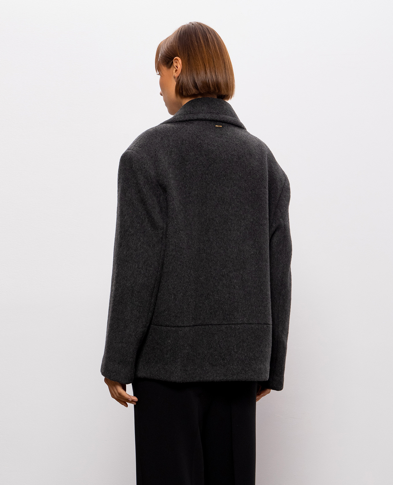 Gray double-breasted coat with wool Twinset 4
