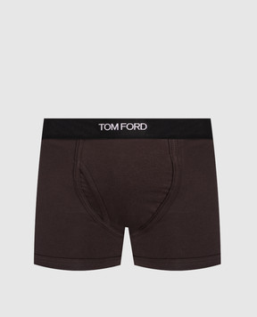 Tom Ford Brown boxer briefs with contrast logo T4LC31040