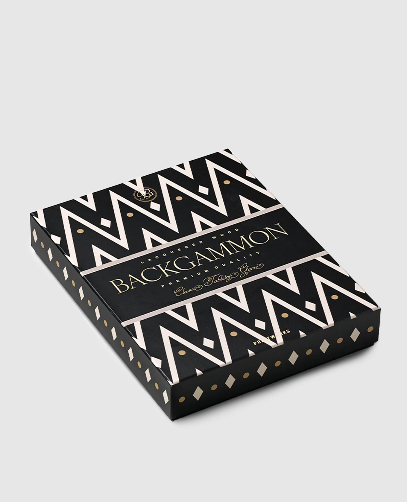 

Board game Backgammon lacquered with geometric print Printworks, Black