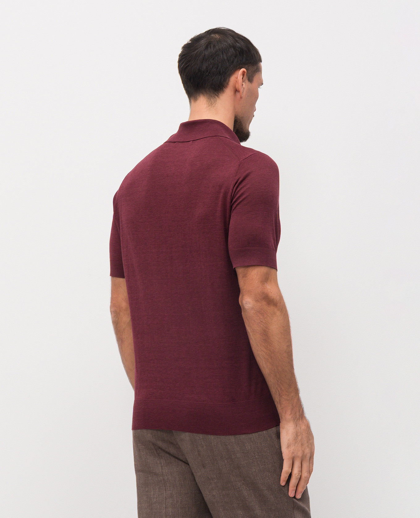 Burgundy polo with silk Brunello Cucinelli 4