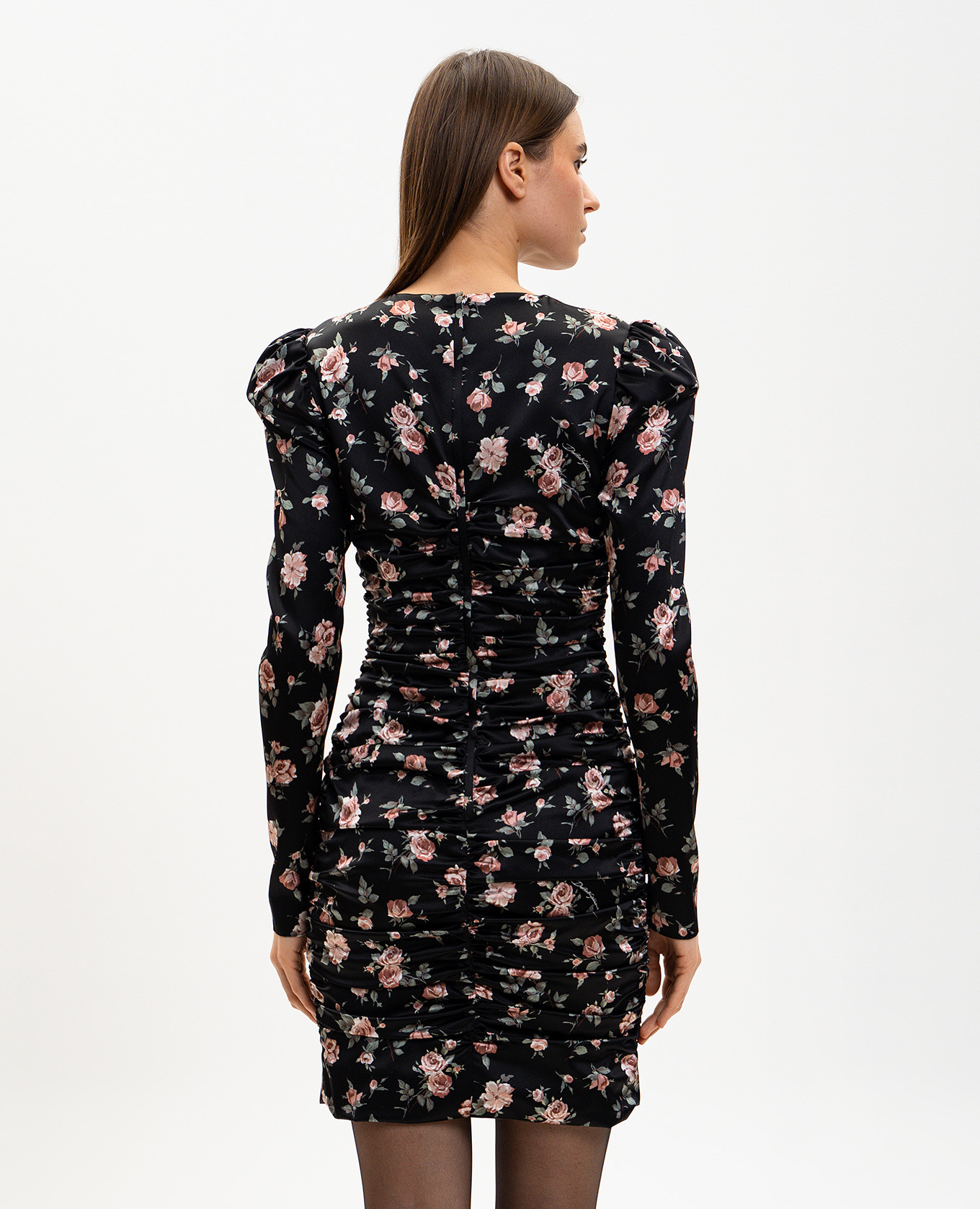 Black silk mini dress with printed drape Dolce&Gabbana 4