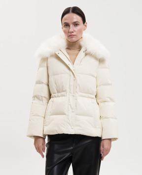 Yves Salomon Army Ivory down jacket with fur 27WFV03670U04W