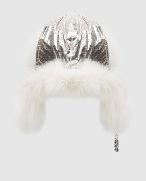 Yves Salomon Enfant Children's silver fox fur earflap hat 23WEA015XXDOXW