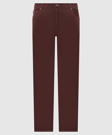 Pantalones de lana y cachemir color burdeos con parche del logo.